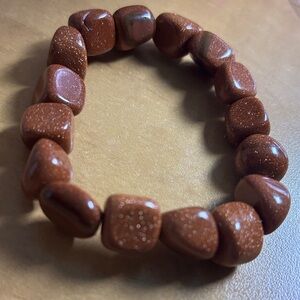 Goldstone Stretch Bead Bracelet - Shimmering Brown